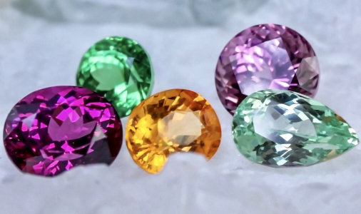 group of garnet gemstones different colors group of garnet gemstones different colors